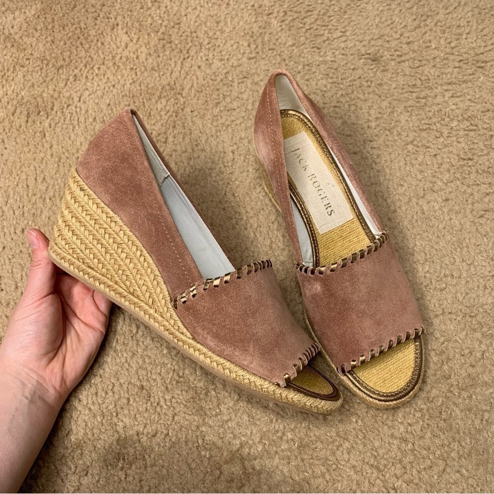 Jack Rodgers brown mauve espadrille wedges nwot